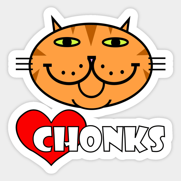 Heart Chonks - Orange Tabby Sticker by RawSunArt